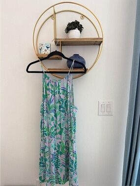 Lilly Pulitzer Pink and Green Tropical Print Mini Dress